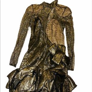VTG 80s Lillie Rubin gold metallic dress
